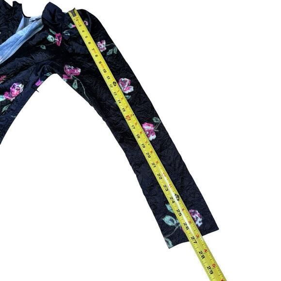 Ganni Crinkled Satin Minidress V-neck Romanticgoth Puff Sleeves Sz 36 Whimsigoth - Picture 11 of 12